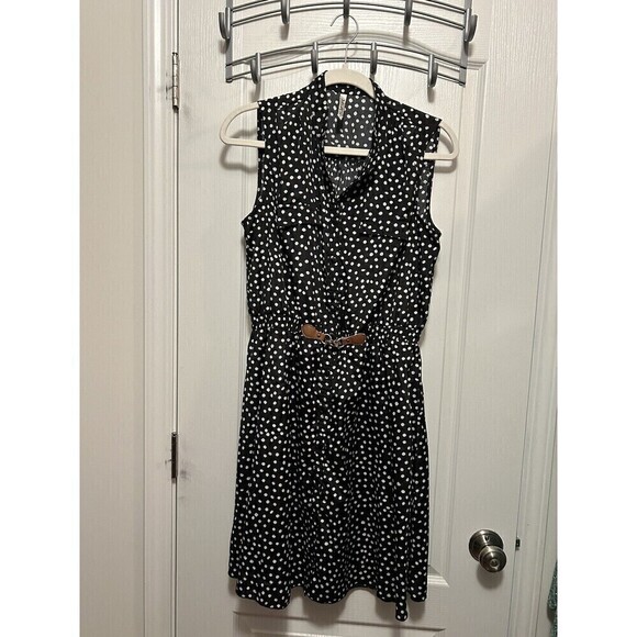 Rich & Beautiful R & B Women’s XL Sleeveless Polka Dot Sheath Dress Black Retro - Picture 14 of 16